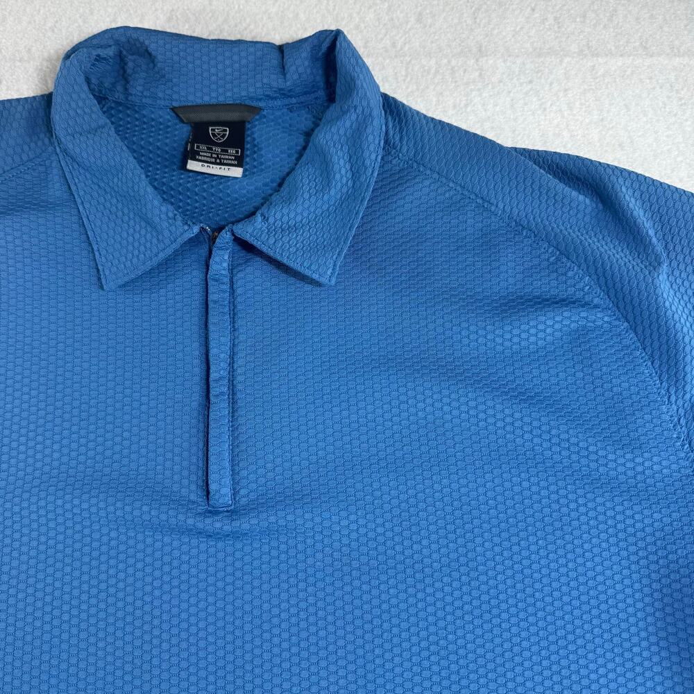 Nike Golf Dri-FIT XXL Blue Textured Stretch 1/4 Zip Short Sleeve Shirt Men’s